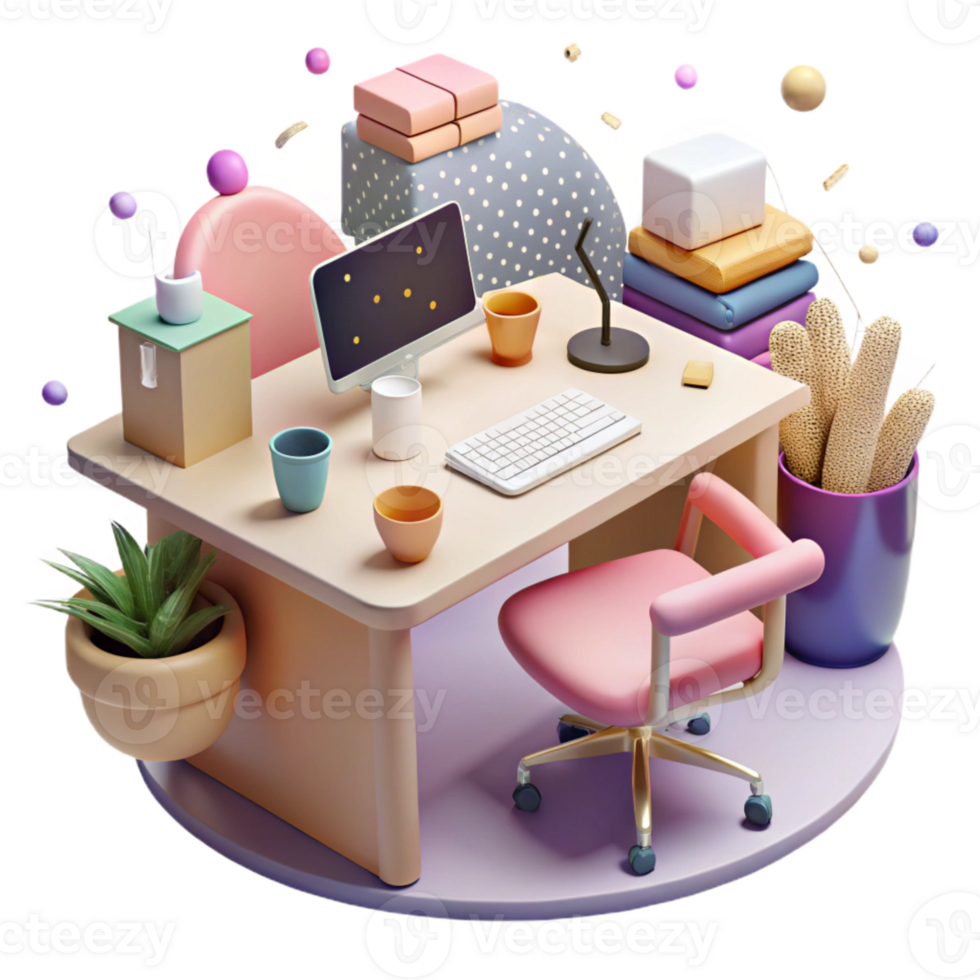 serene modern Modern Office Desk Collaboration Tools Transparent Background png