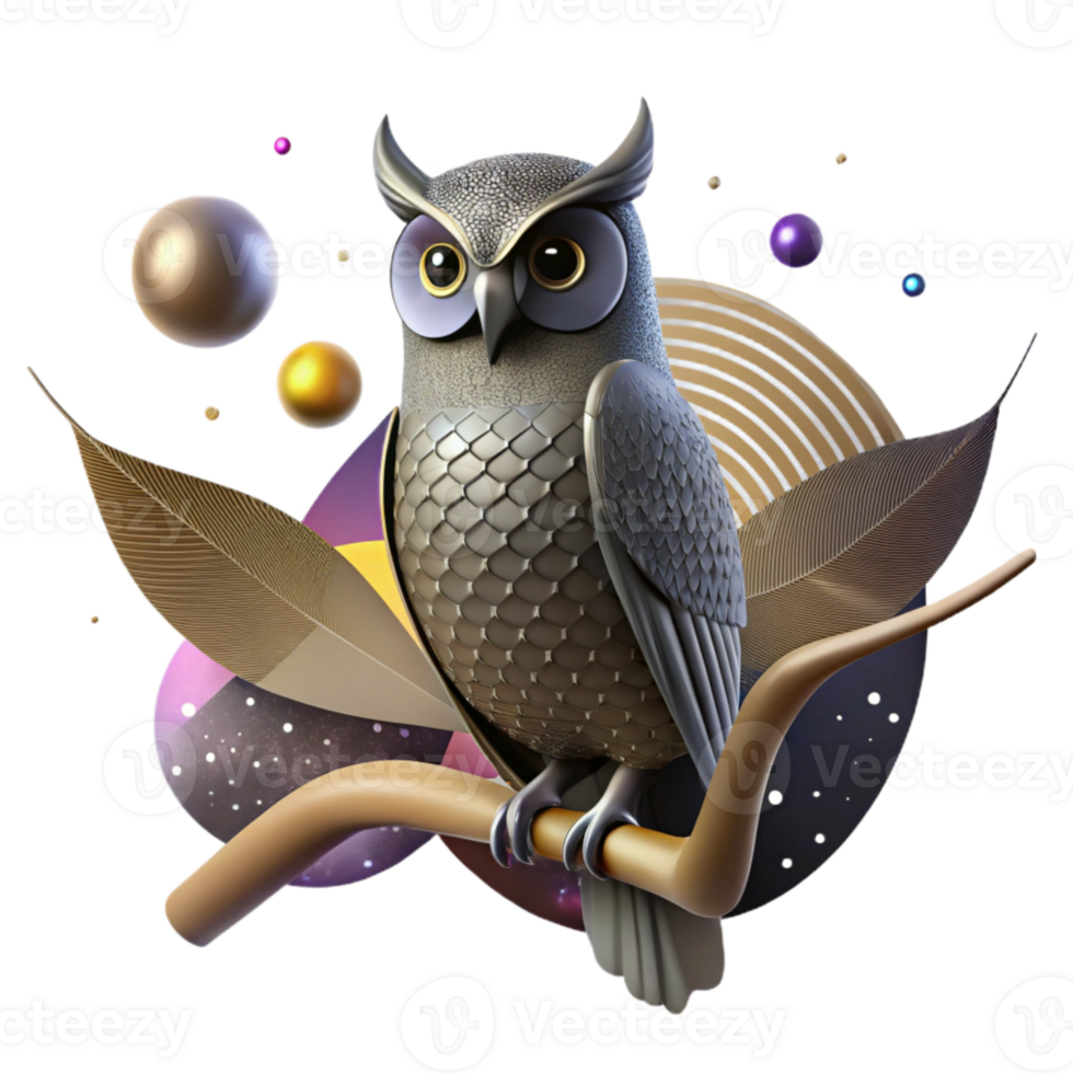 serene minimalist Owl Silhouette Perched on Branch Transparent Background genuine png
