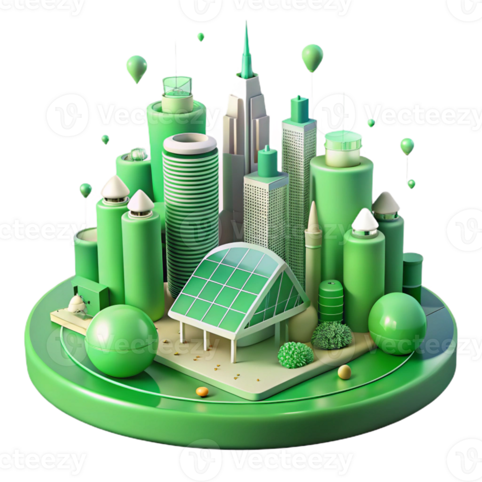 serene creative Green City Skyline with Trees and Parks Isolated Cutout high resolution png