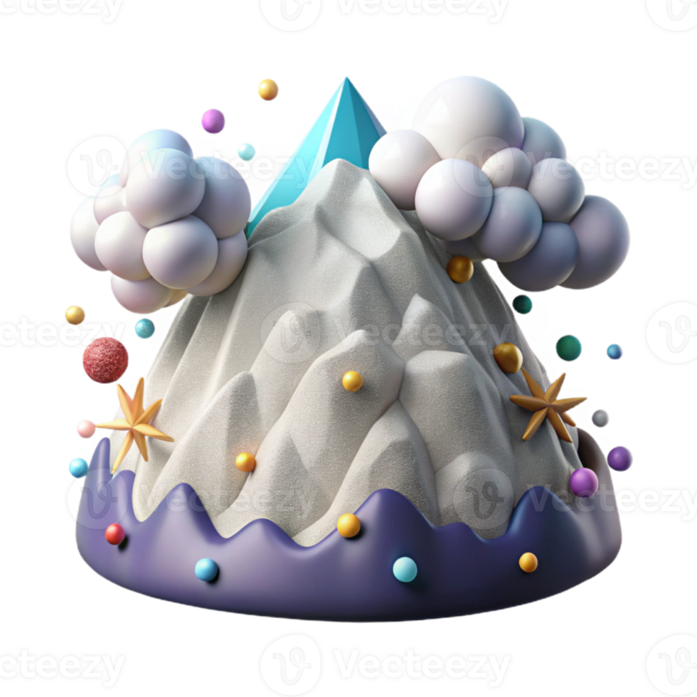 dramatic minimalist Mountain Peak with Clouds Cutout with Fluffy Clouds high quality png