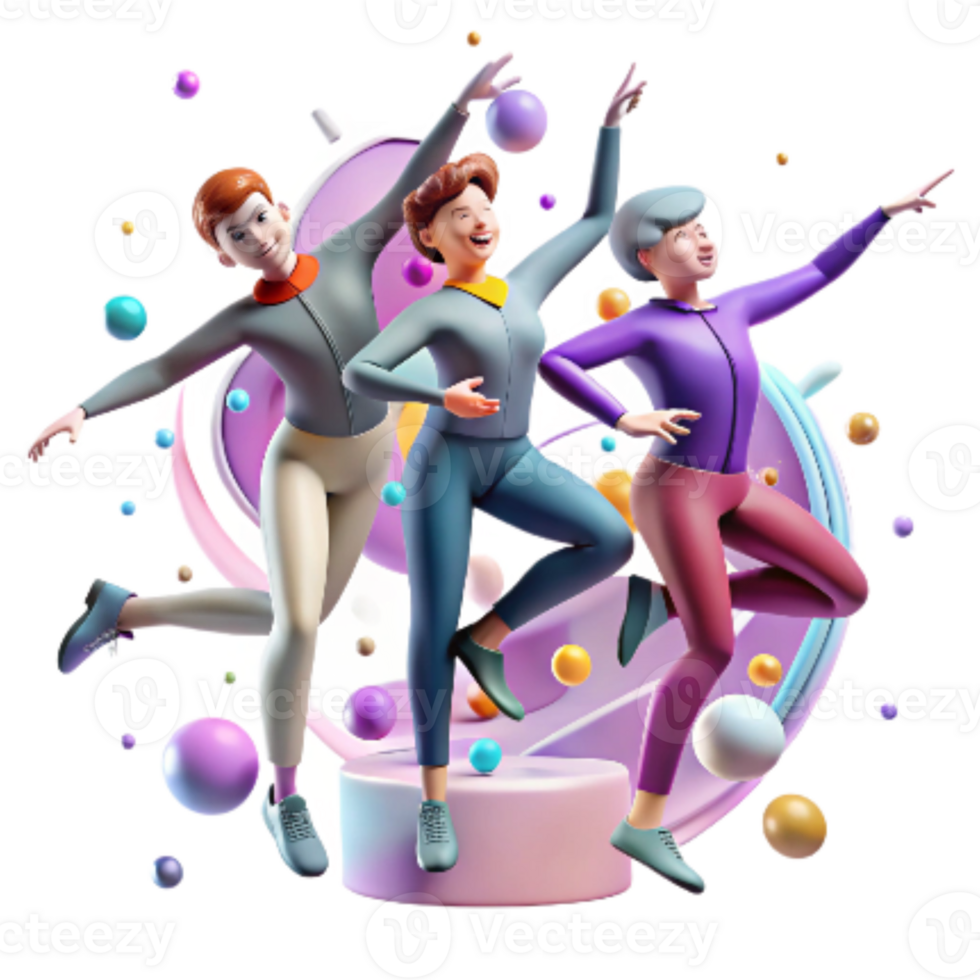 stunning classic Modern Dance Quartet in Dynamic Pose Cutout on White original png