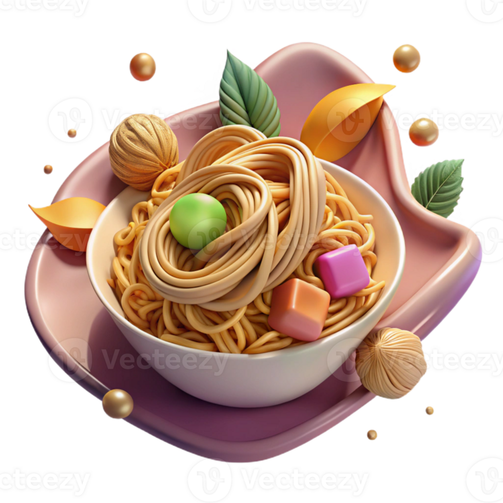 impressive minimalist Pad Thai Noodles Isolated with Peanuts genuine png