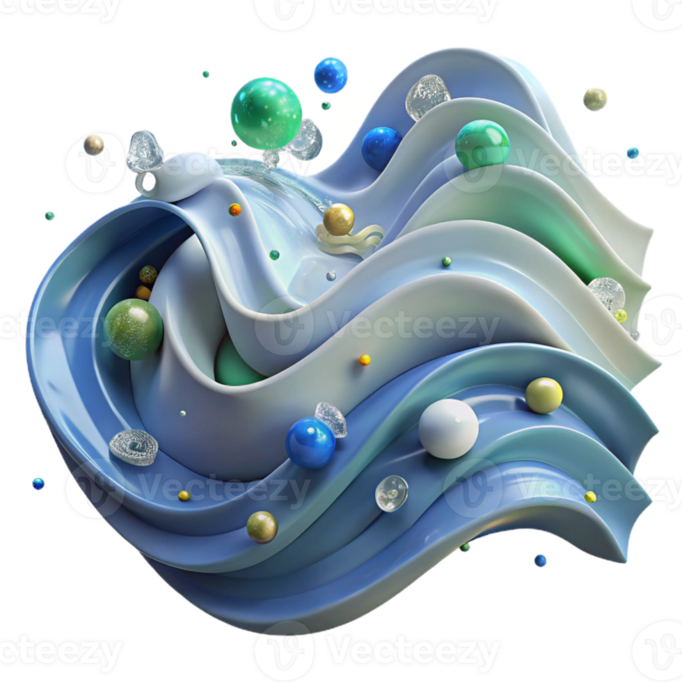 dramatic contemporary Ocean Waves with Plastic Pollution Transparent Background detailed png