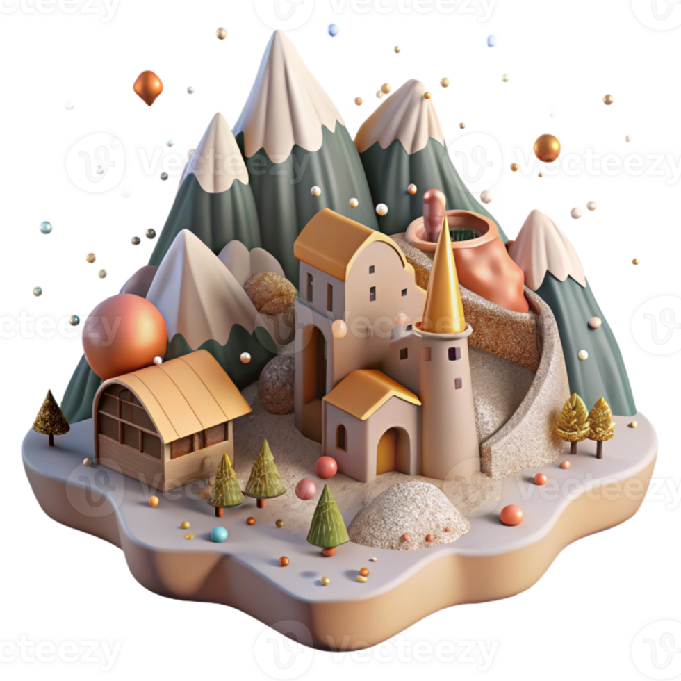 wonderful contemporary Mountain Landscape with Village Isolated with Quaint Village original png