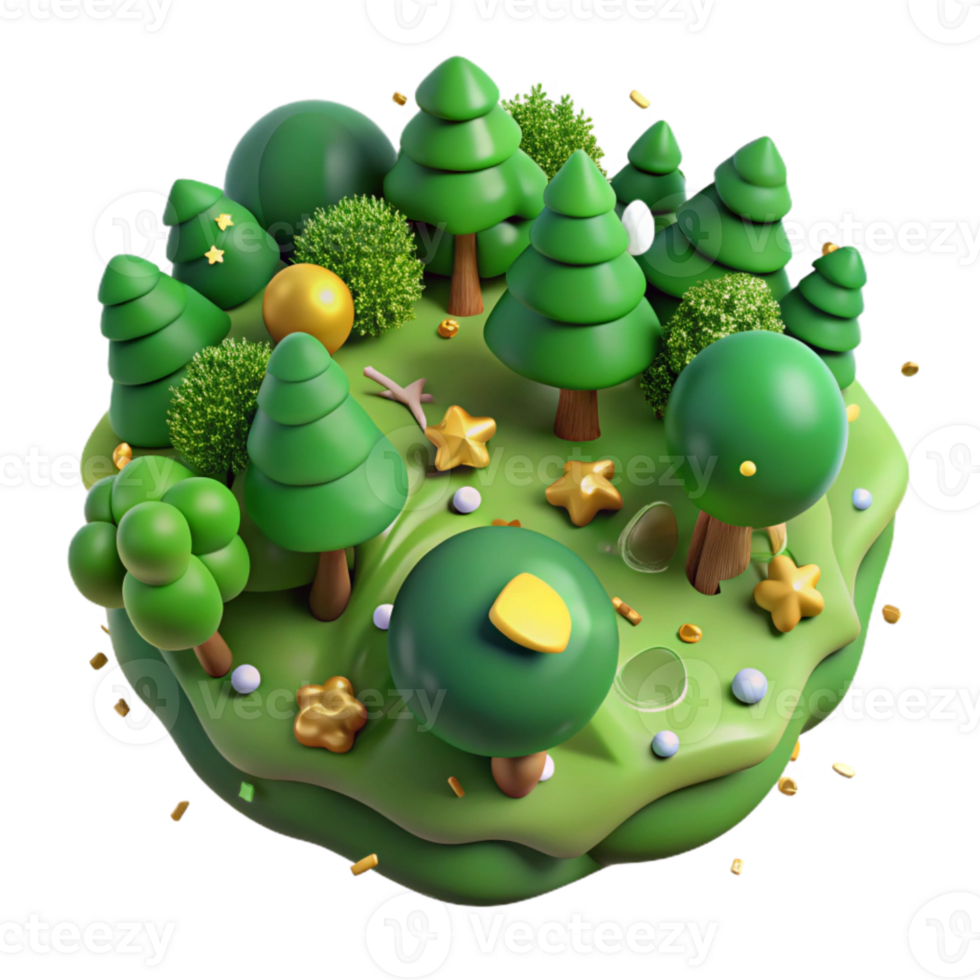 dramatic abstract Lush Green Forest Top View Isolated on Transparent Background detailed png