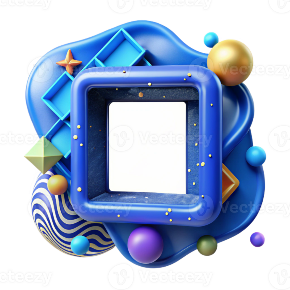 wonderful classic Modern Blue Square Frame Cutout high resolution png