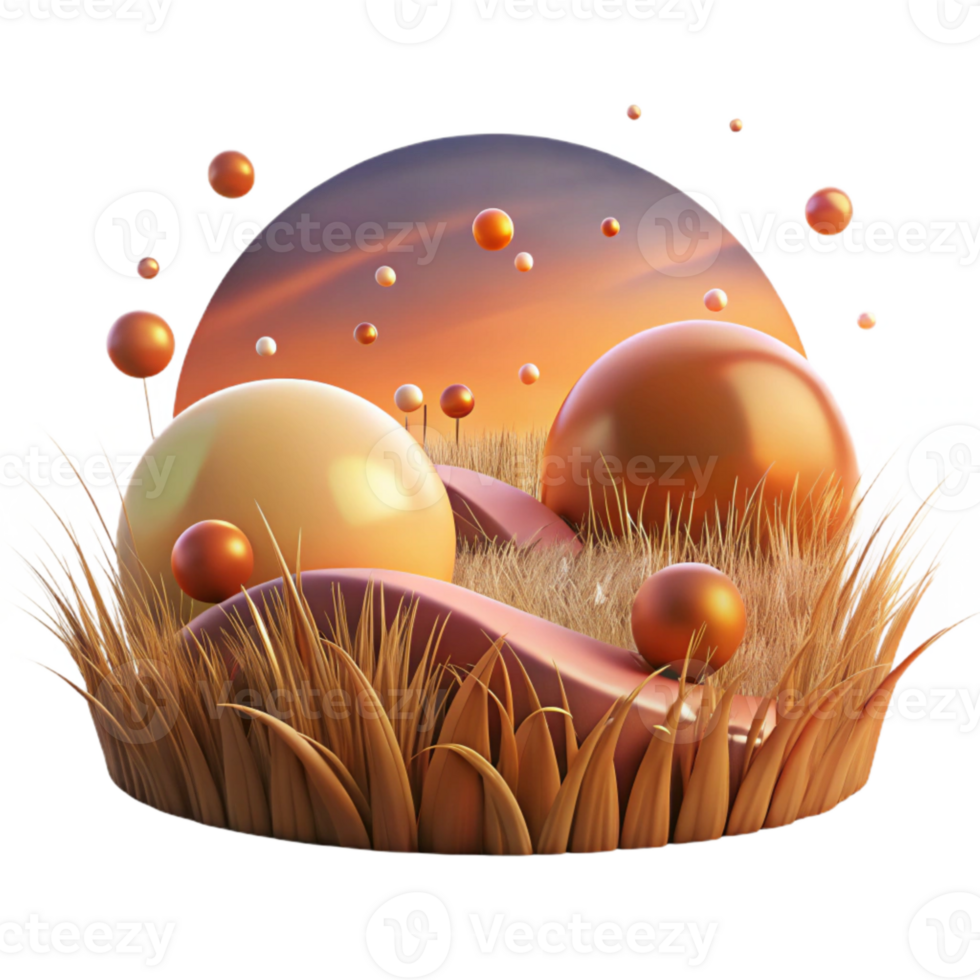 stunning modern Grassland Sunset Panorama Cutout with Warm Hues detailed png