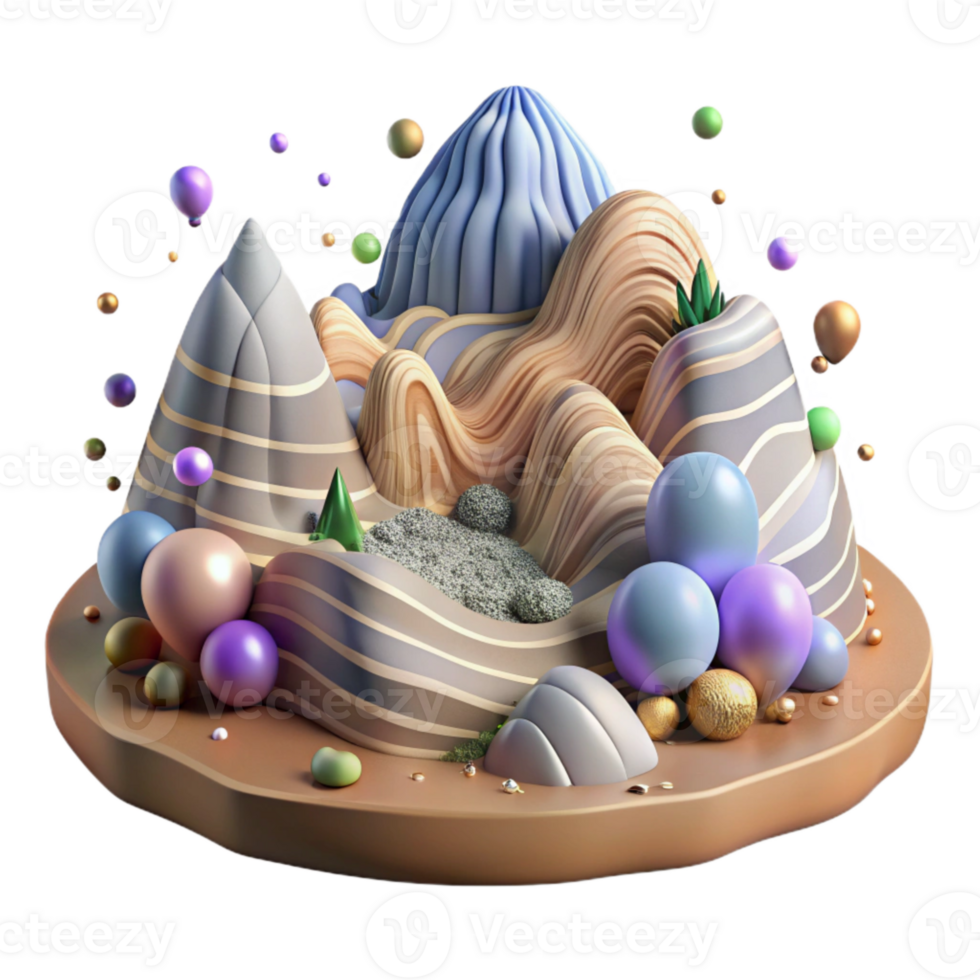 beautiful artistic Mountain Ecosystem Layers Transparent Background Rocky Terrain authentic png
