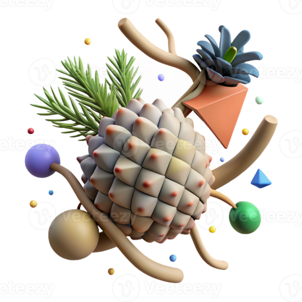 elegant rustic Pine Cone Branch Isolated Element png