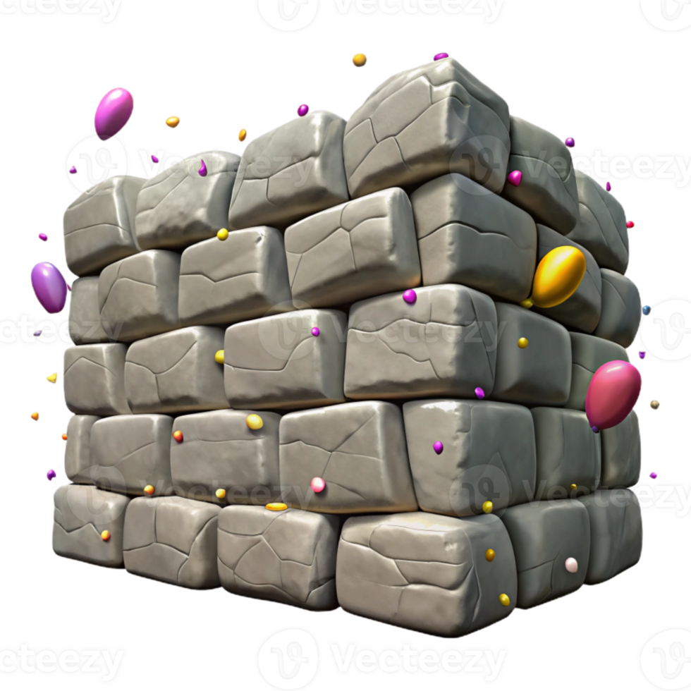 vibrant minimalist Gray Stone Wall Isolated with Rough Texture png