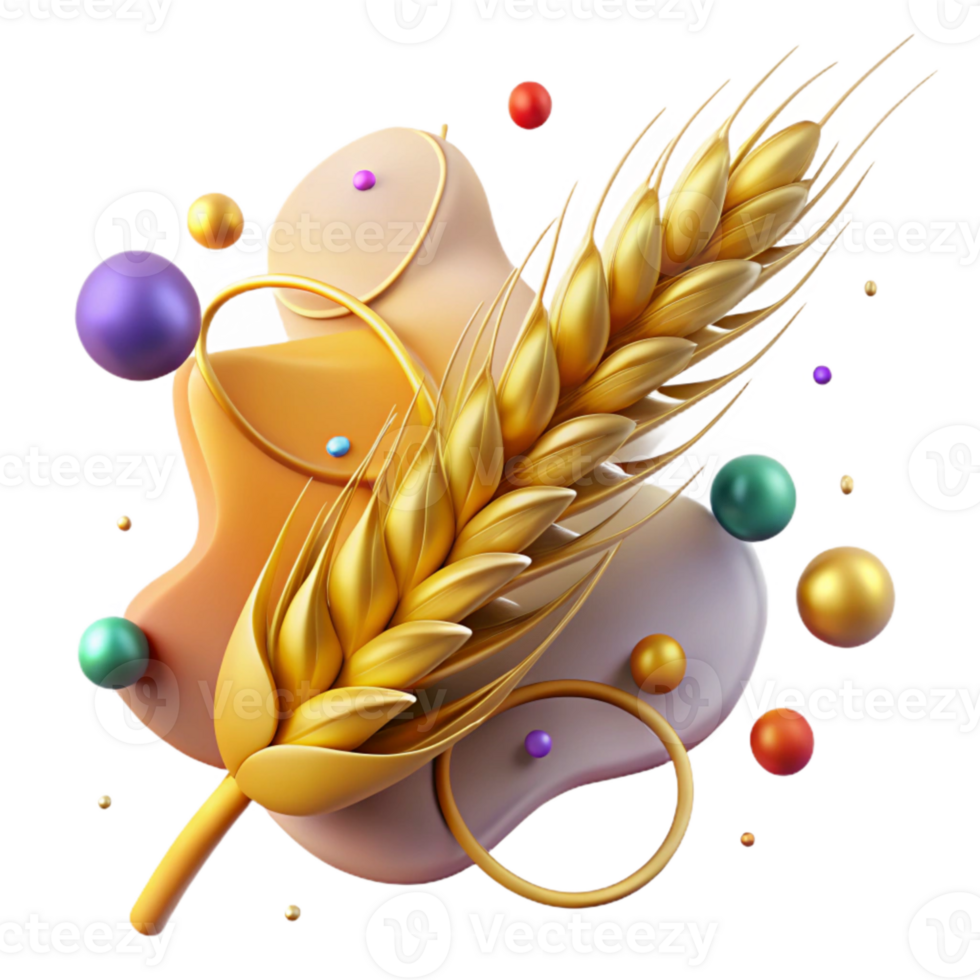 vibrant abstract Golden Wheat Stalk Side View Cutout professional png
