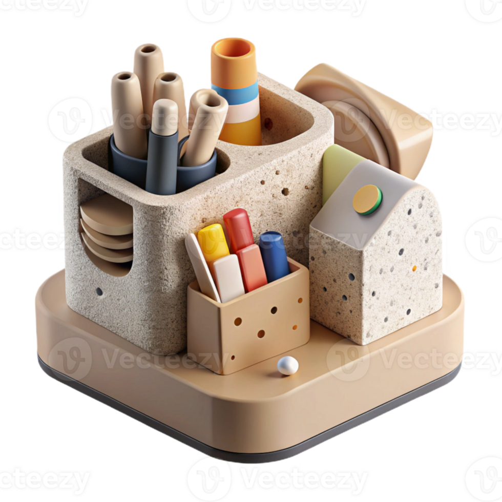 beautiful vintage Modern Desk Organizer with Compartments Cutout png