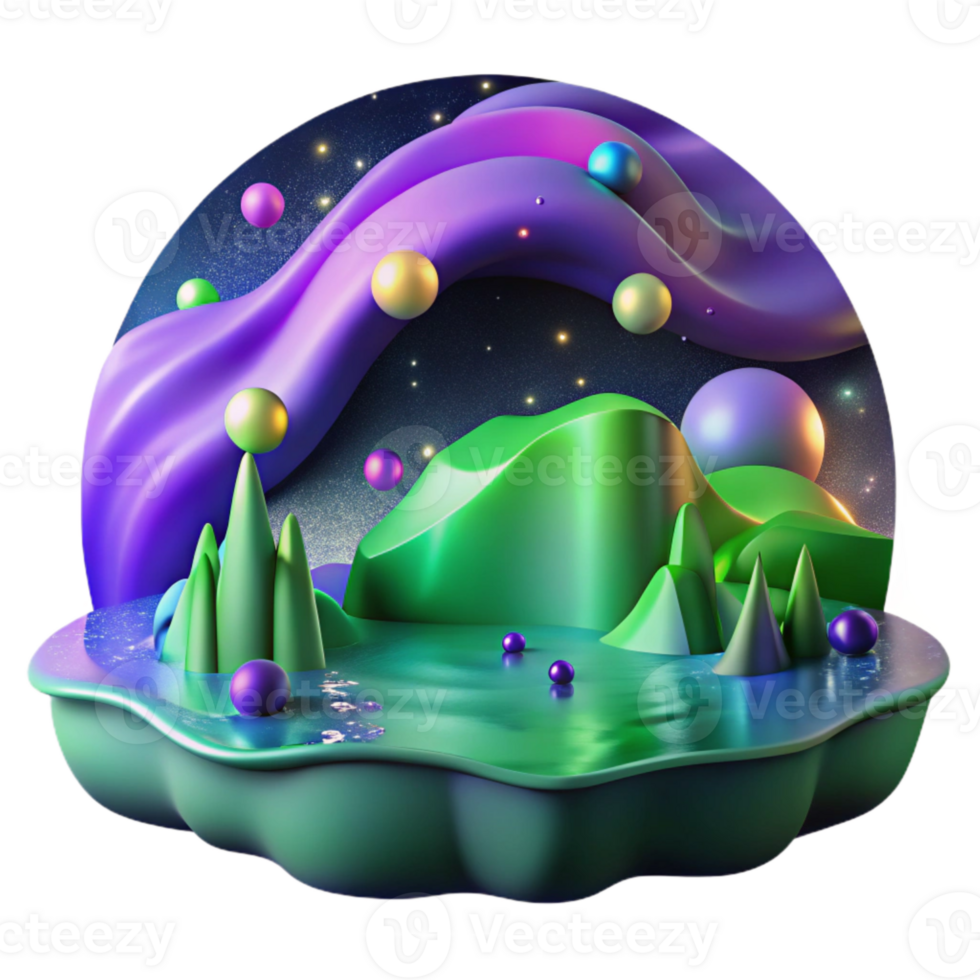 impressive modern Northern Lights Over Ocean Cutout Isolated Element Green and Purple Hues exclusive png
