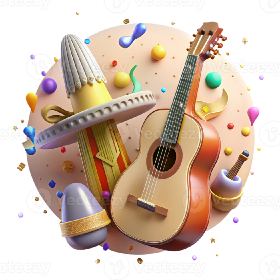 stunning abstract Mariachi Band Instruments Festive Design Transparent Cutout professional png
