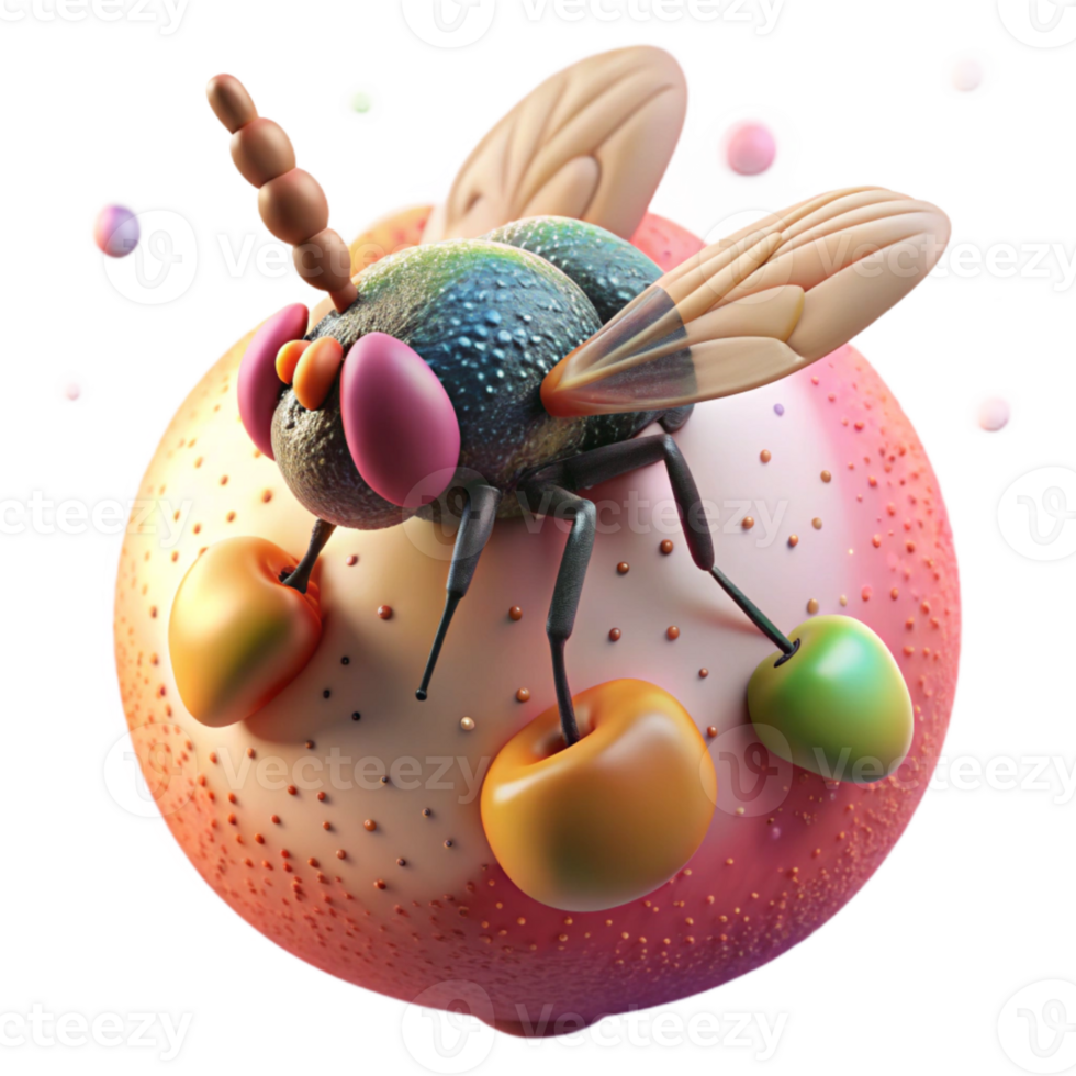 extraordinary traditional Invasive Fly on Fruit Close Up Cutout Isolated original png
