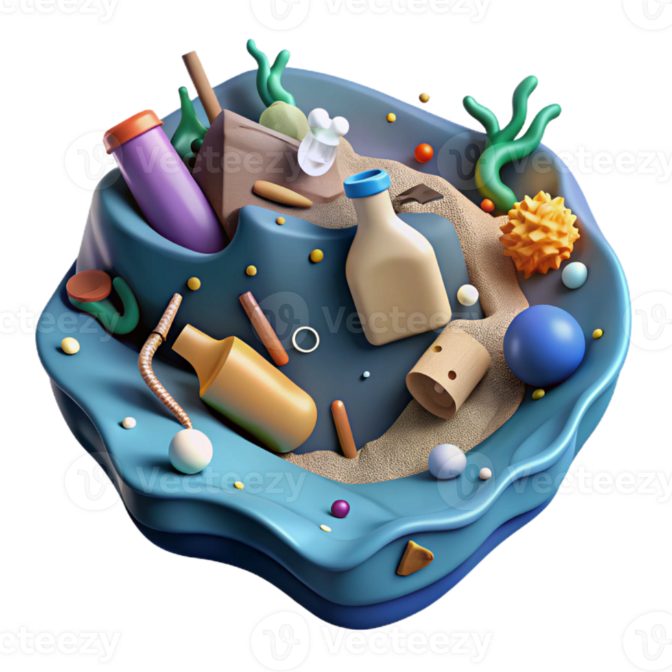 magnificent contemporary Plastic Debris Polluting Ocean Surface Cutout Graphic premium png