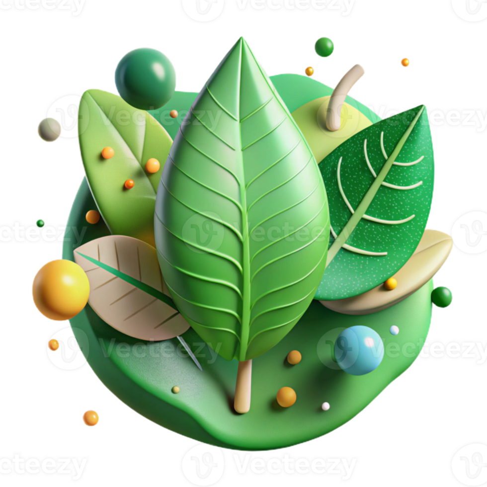 beautiful vintage Green Leaves Photosynthesis Process Illustration Cutout original png