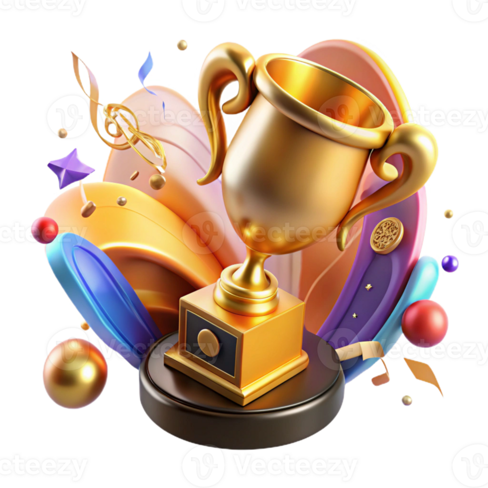 magnificent vintage Music Award Golden Trophy Isolated Cutout authentic png