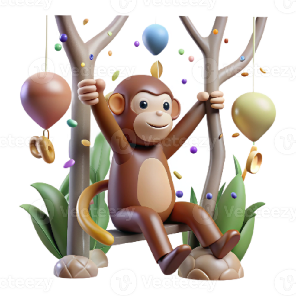 stunning rustic Monkey Swinging Through Trees Jungle Background Transparent Background high quality png