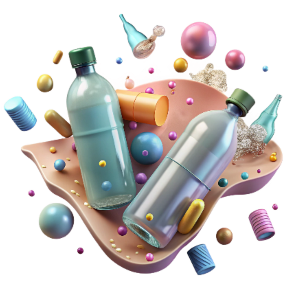 elegant contemporary Plastic Bottles Floating in Ocean Isolated premium png