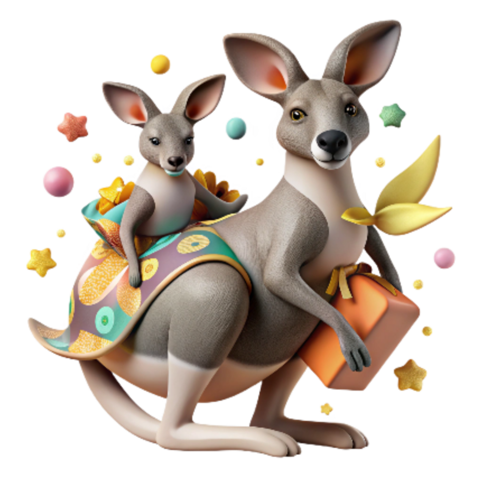 magnificent minimalist Kangaroo with Joey in Pouch Cutout high resolution png