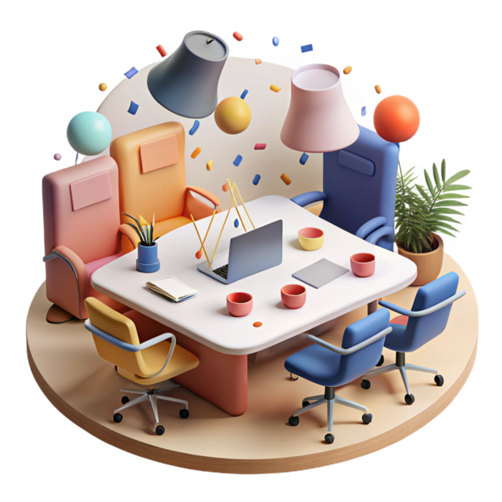 wonderful artistic Modern Office Collaboration Meeting Scene Transparent Background original png