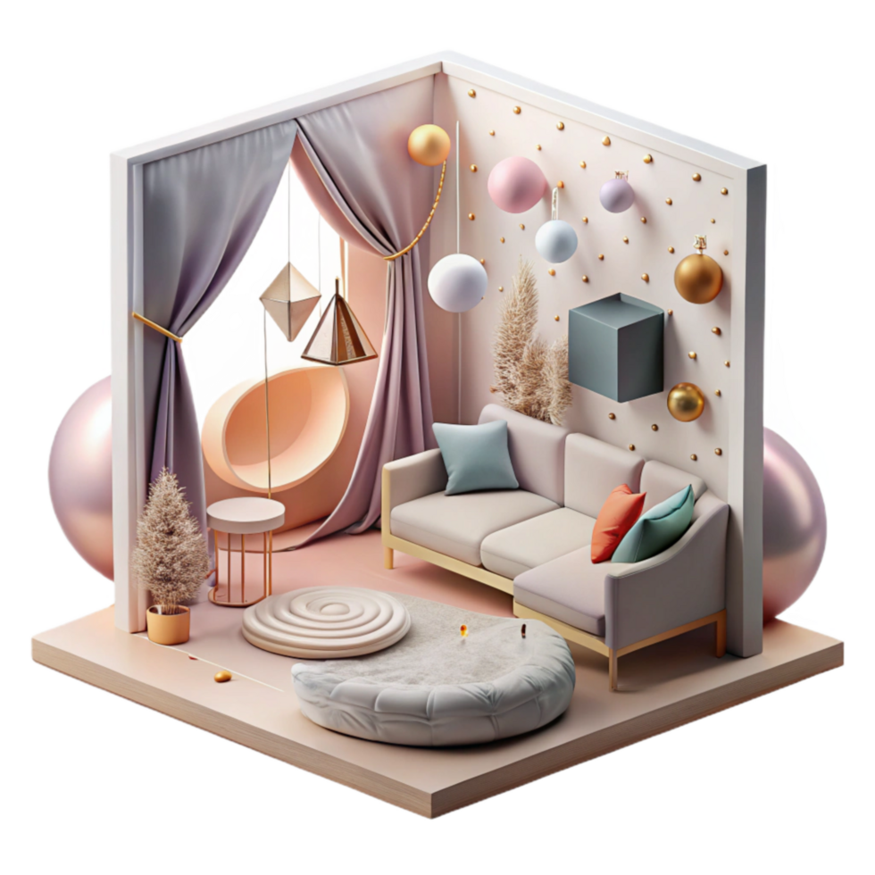 elegant creative Interior Decoration Perspective Sketch Transparent Background original png