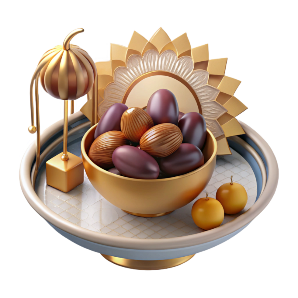 elegant creative Ramadan Dates Fruit Bowl Top View Transparent exclusive png