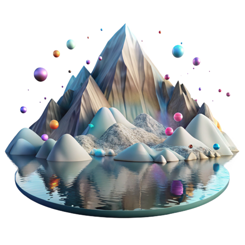 serene vintage Mountain Lake Reflection Cutout with Crystal Clear Water exclusive png