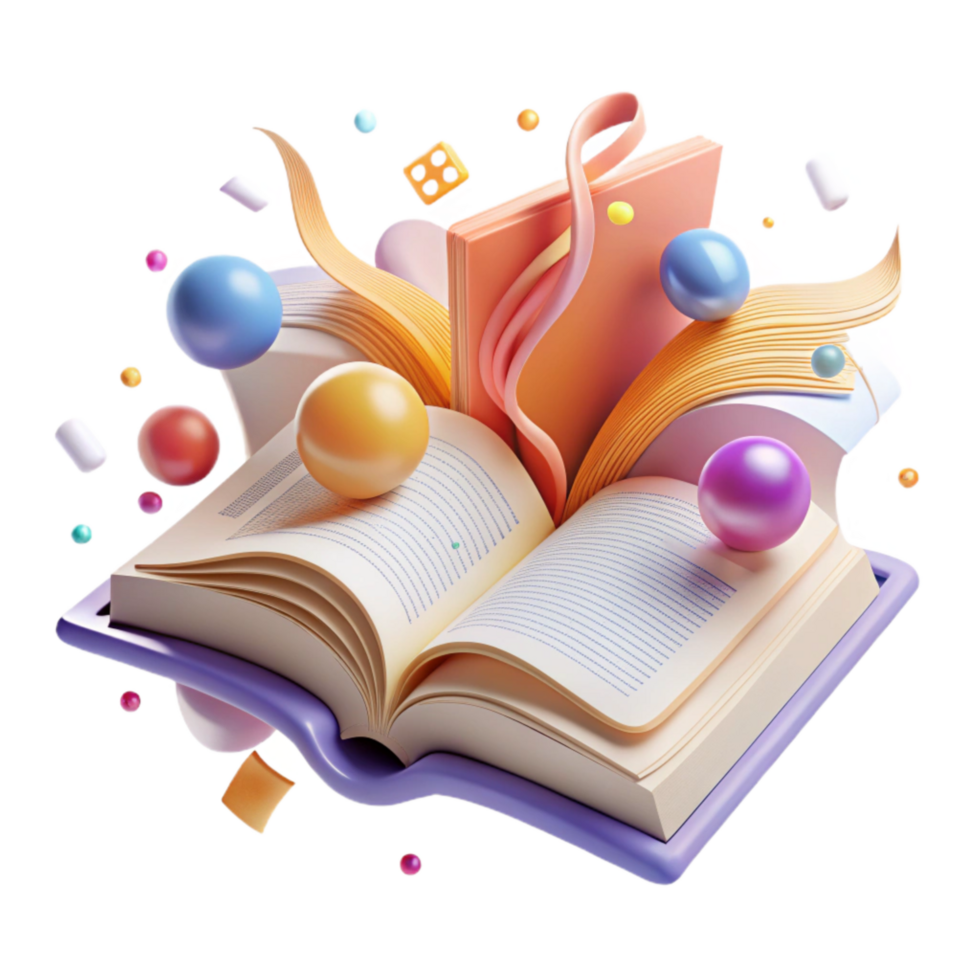 elegant rustic Open Book with Highlighted Text Transparent Element professional png