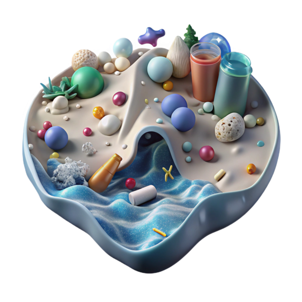 serene artistic Ocean with Plastic Pollution Transparent authentic png
