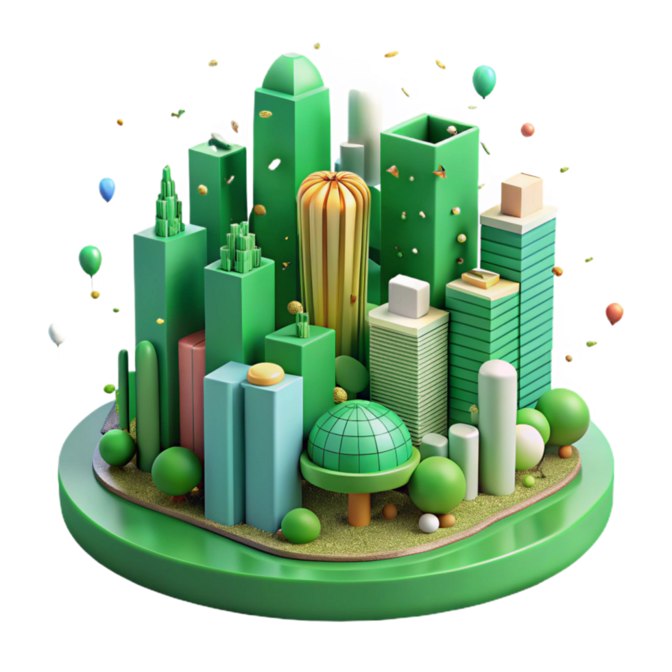 stunning classic Green Cityscape with Vertical Gardens Transparent Background exclusive png