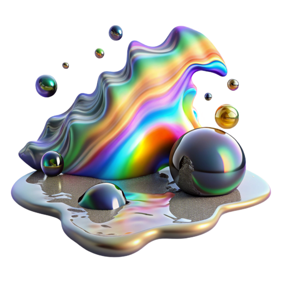 beautiful classic Ocean with Oil Spill Rainbow Sheen Transparent Background original png