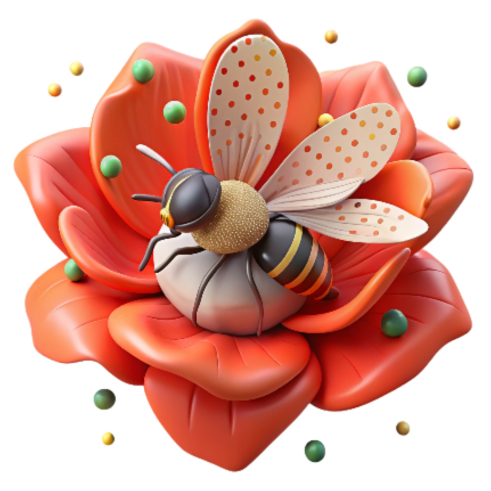 impressive minimalist Pollinator Insect on Red Poppy Cutout Image high resolution png