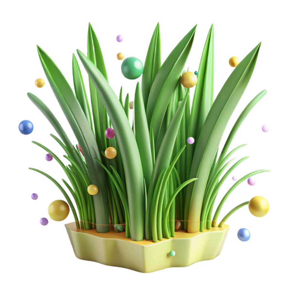 beautiful abstract Green Grass Blades Closeup Cutout on Transparent Background exclusive png