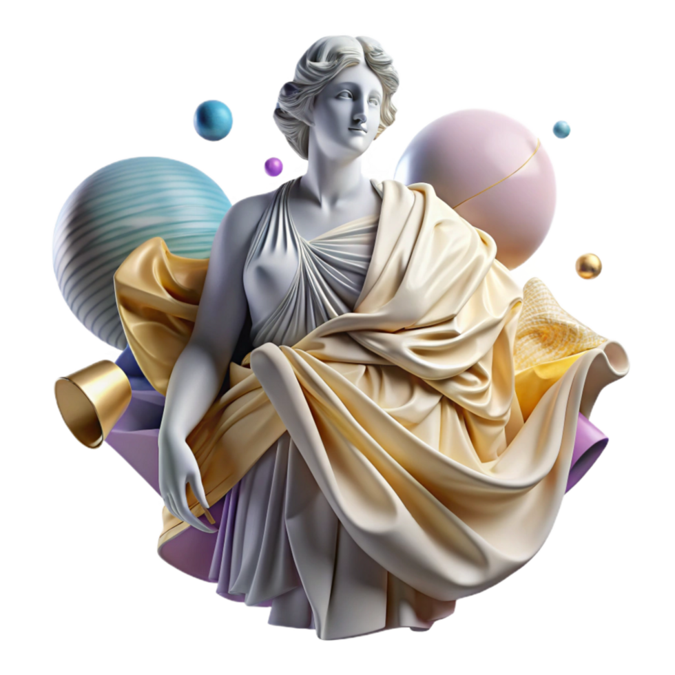 extraordinary contemporary Greek Statue Drapery Folds White Marble Isolated genuine png