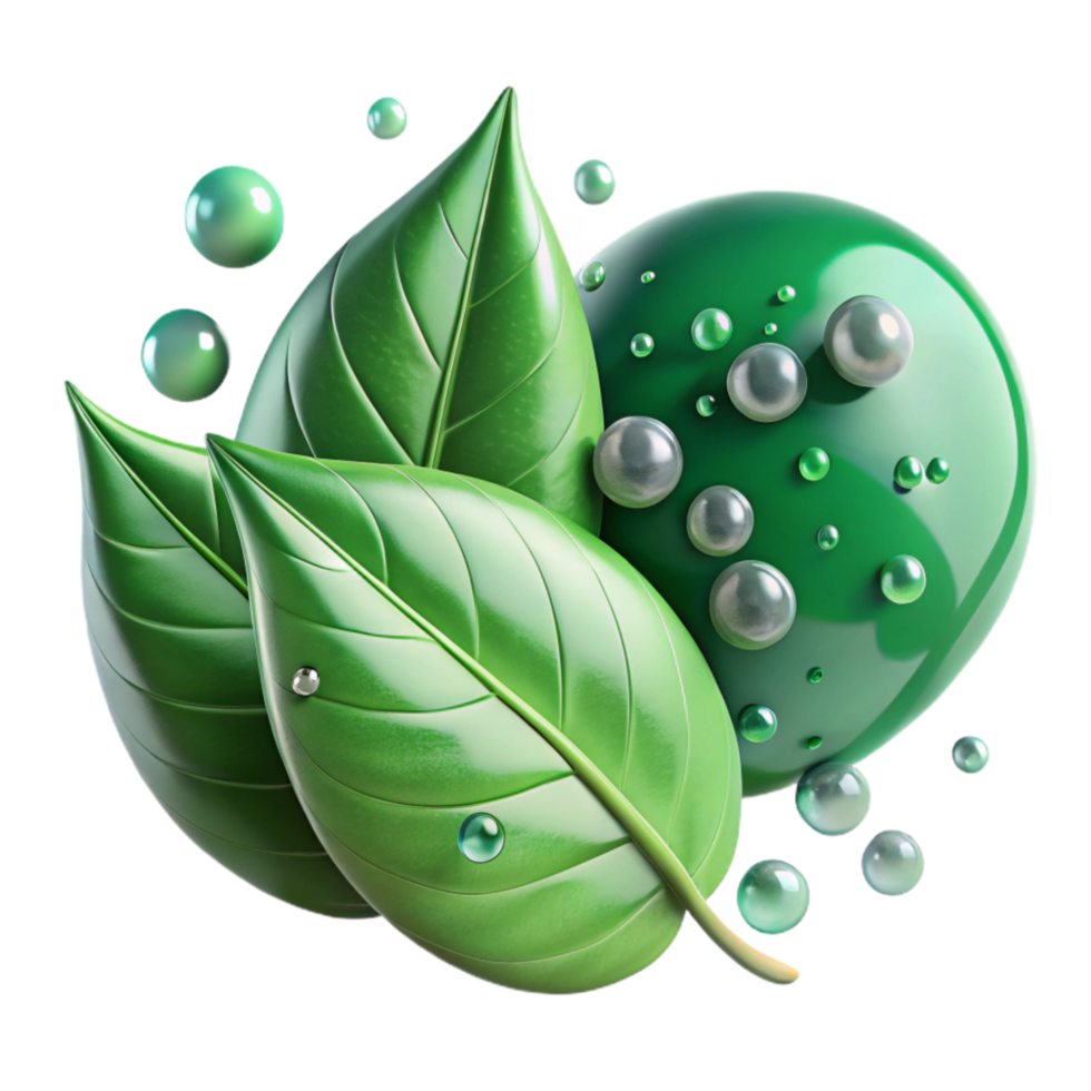 stunning artistic Green Leaves with Water Droplets Isolated Background png