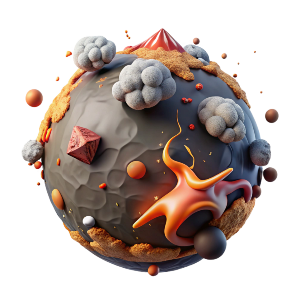 dramatic contemporary Planet with Volcanic Activity Isolated high resolution png
