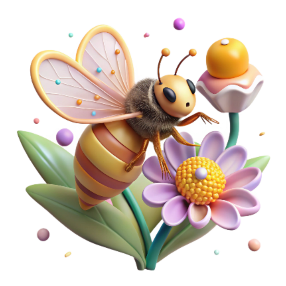 dramatic minimalist Honeybee Gathering Nectar From Bluebell Transparent Background authentic png