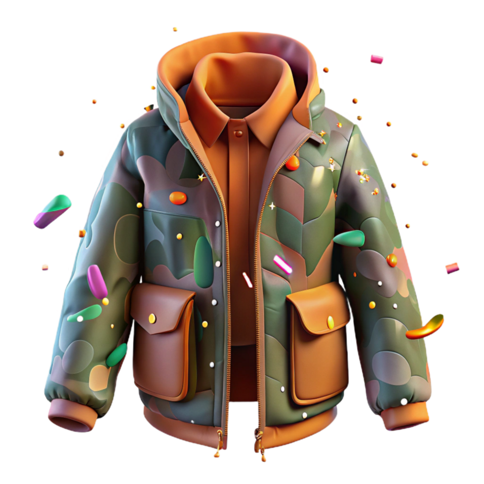 elegant abstract Hunter Jacket Camouflaged Cutout with Pockets authentic png