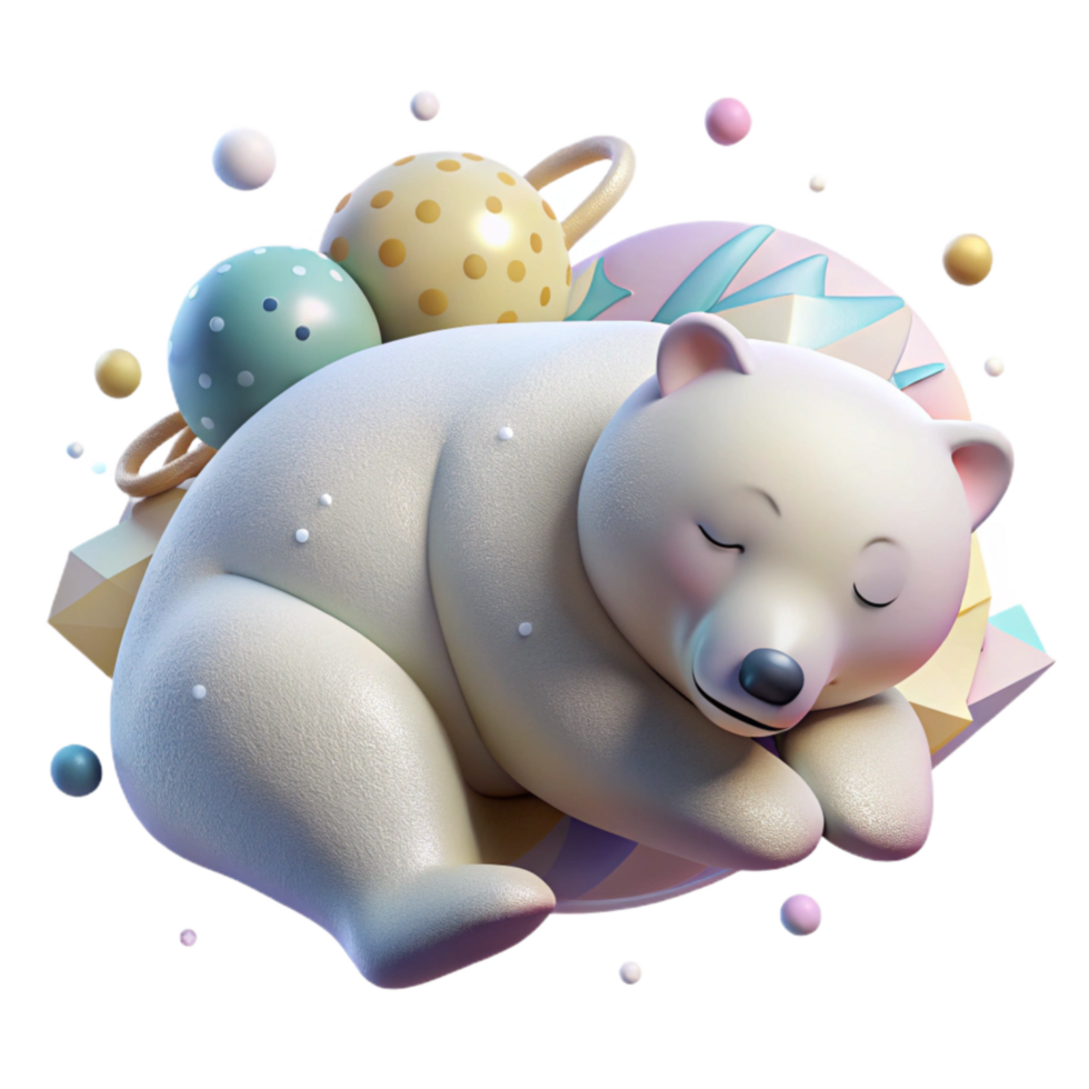 vibrant vintage Polar Bear Sleeping Isolated Peaceful Expression genuine png