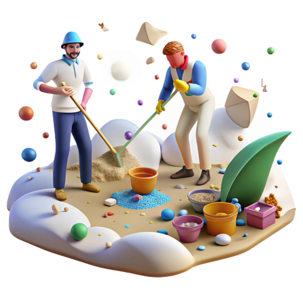 stunning modern Group Cleaning Up Beach Pollution Transparent Background high quality png