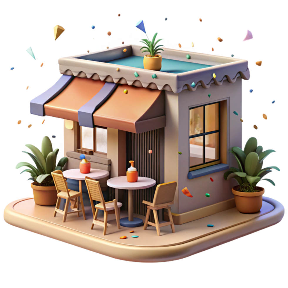 serene minimalist Local Restaurant with Outdoor Seating Isolated Welcoming Atmosphere high quality png