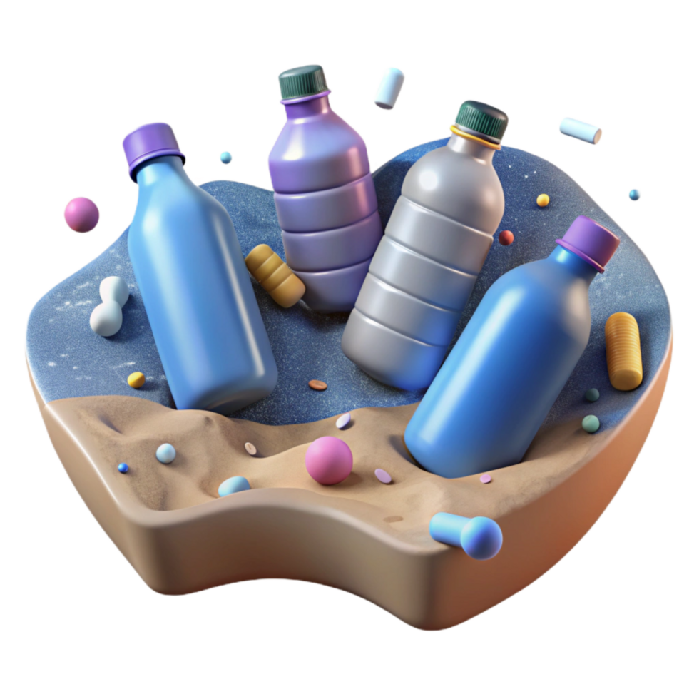 extraordinary traditional Plastic Bottles Littering Shoreline Cutout Graphic authentic png