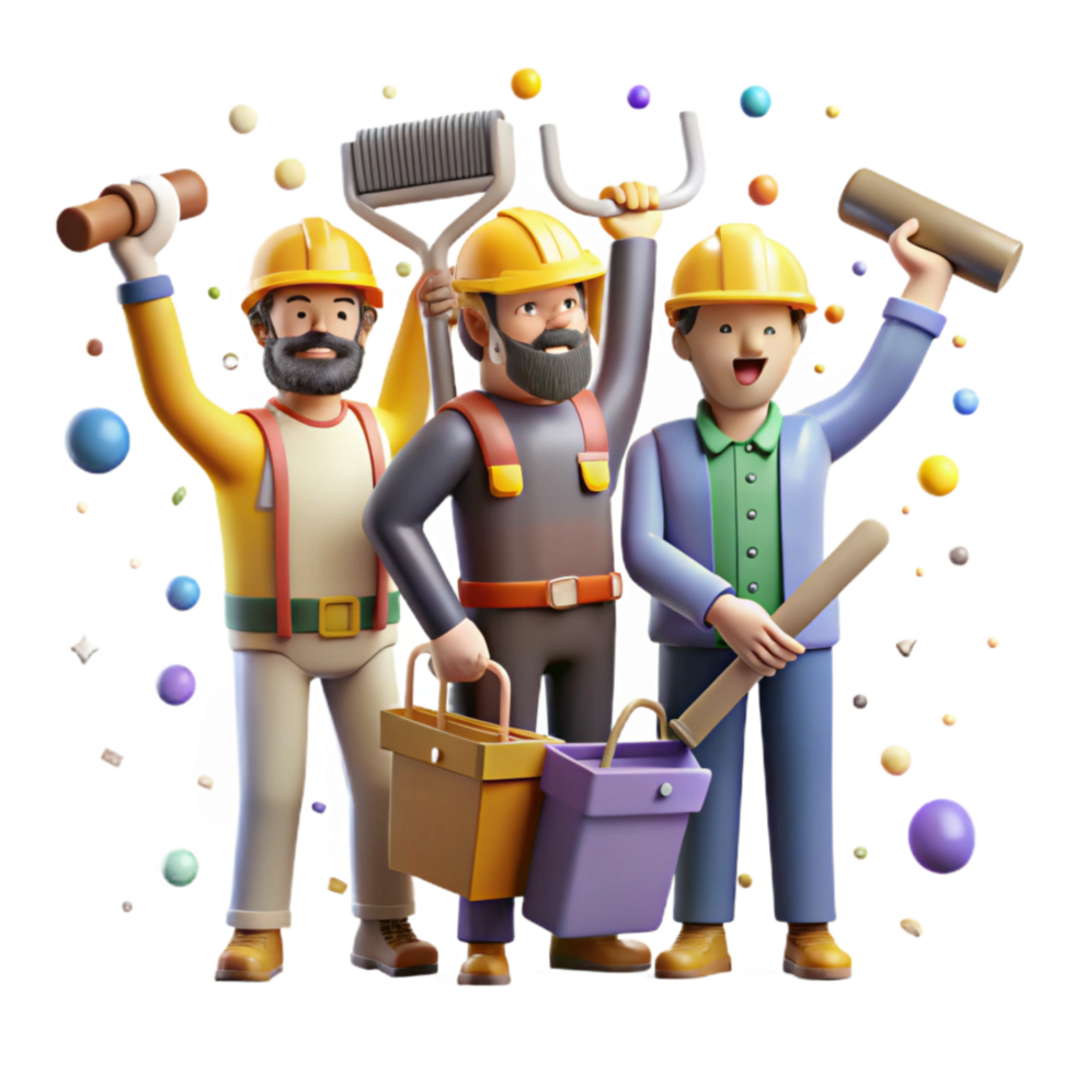 stunning rustic Group Holding Tools Construction Teamwork Transparent Background premium png