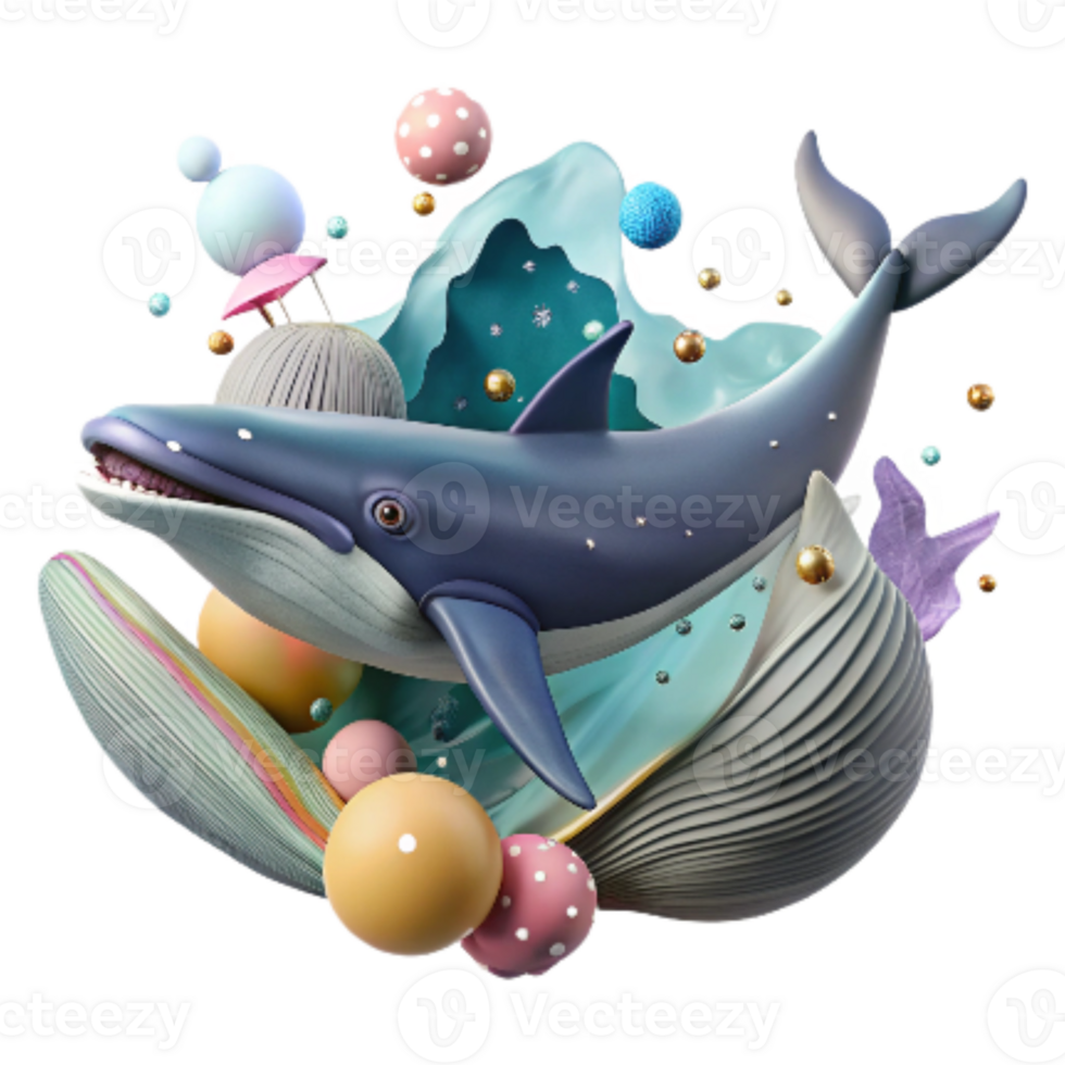 dramatic vintage Minke Whale Feeding with Underwater Noise Graphic Transparent Background professional png