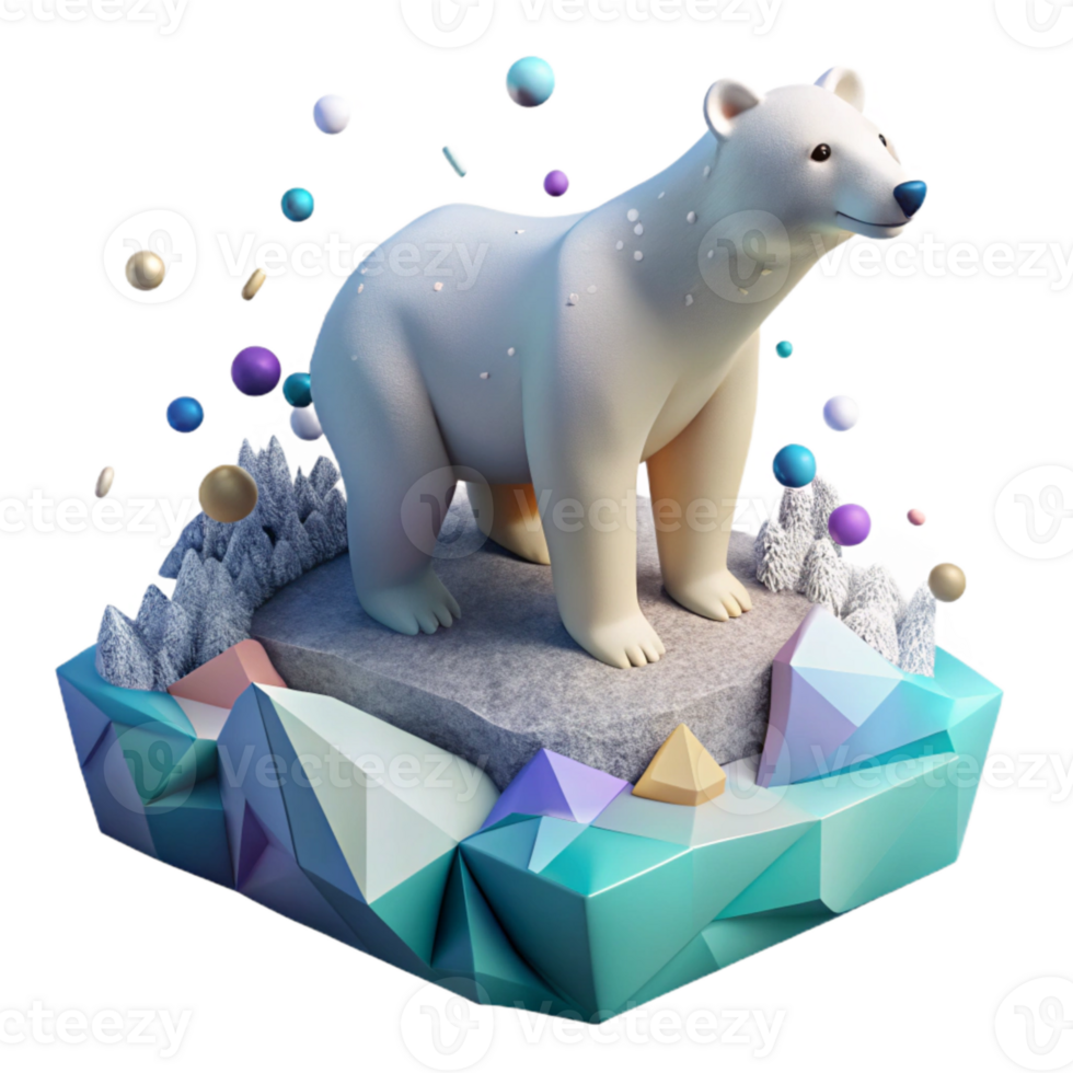 elegant abstract Polar Bear on Iceberg Side View Cutout authentic png