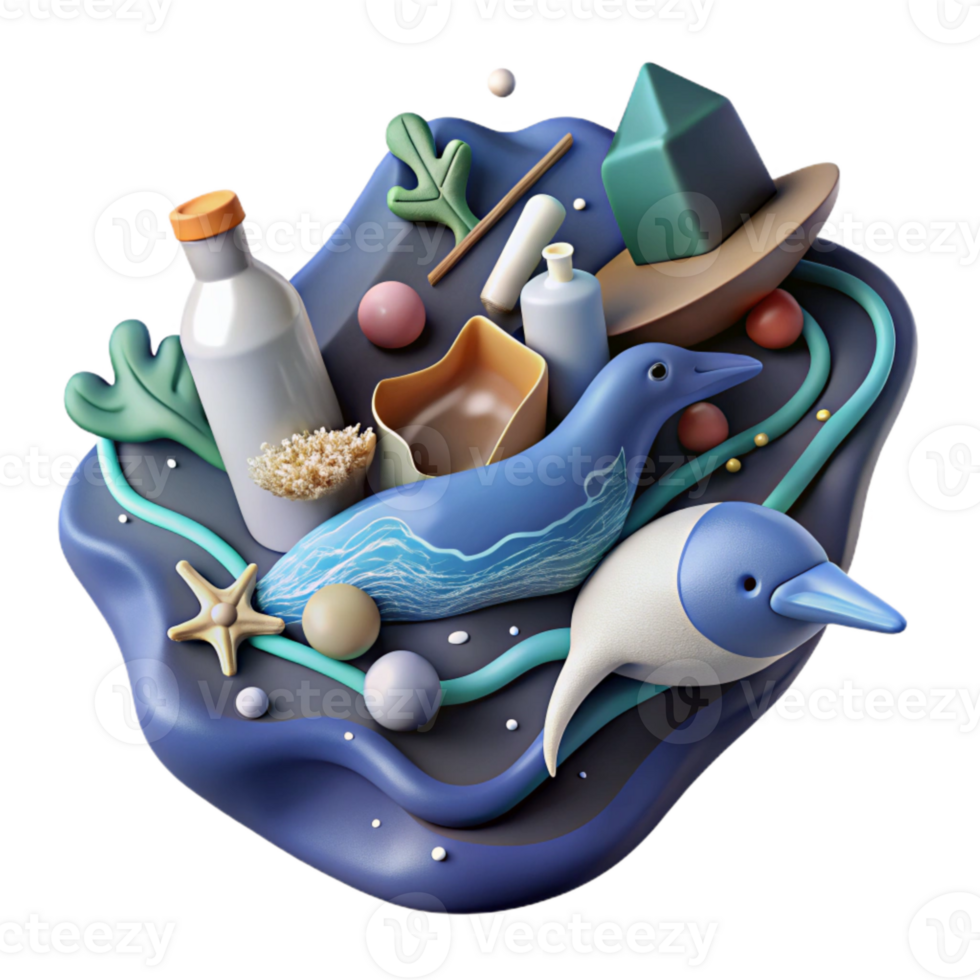 extraordinary artistic Plastic Pollution Harming Marine Ecosystem Cutout professional png