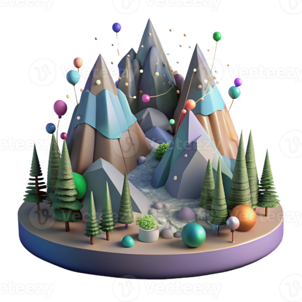 stunning classic Mountain Landscape with Forest Isolated with Dense Forest png