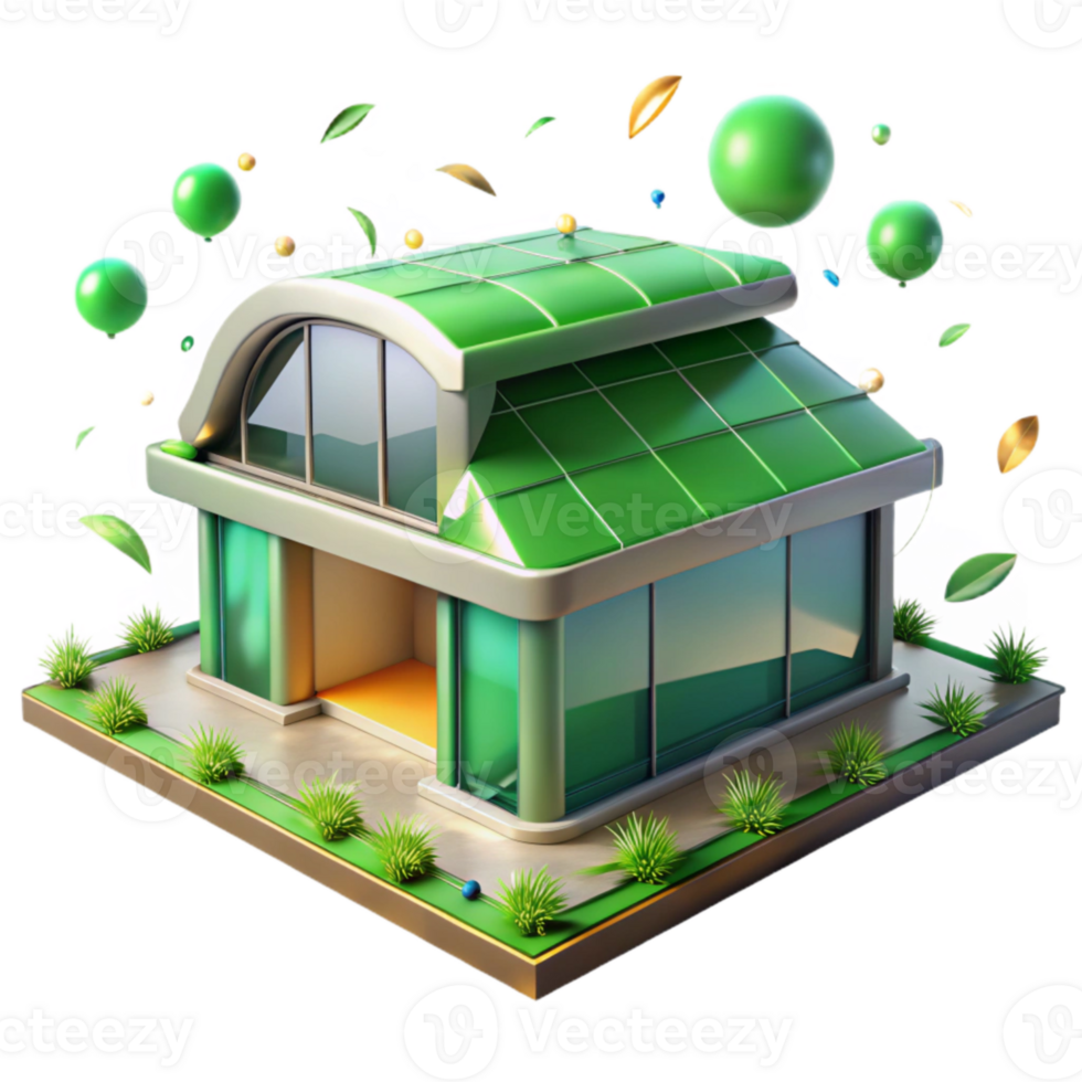 beautiful traditional Green Roof on Modern Building Transparent Cutout authentic png